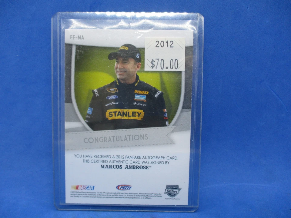 2012 Press Pass Fanfare Fanfare Auto Gold 13/25 Marcos Ambrose #FA-MA Auto - Image 2 of 2