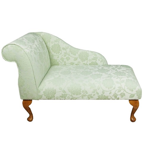 41" Small Chaise Lounge Sofa Bench Seat Chair Green Fabric Queen Anne