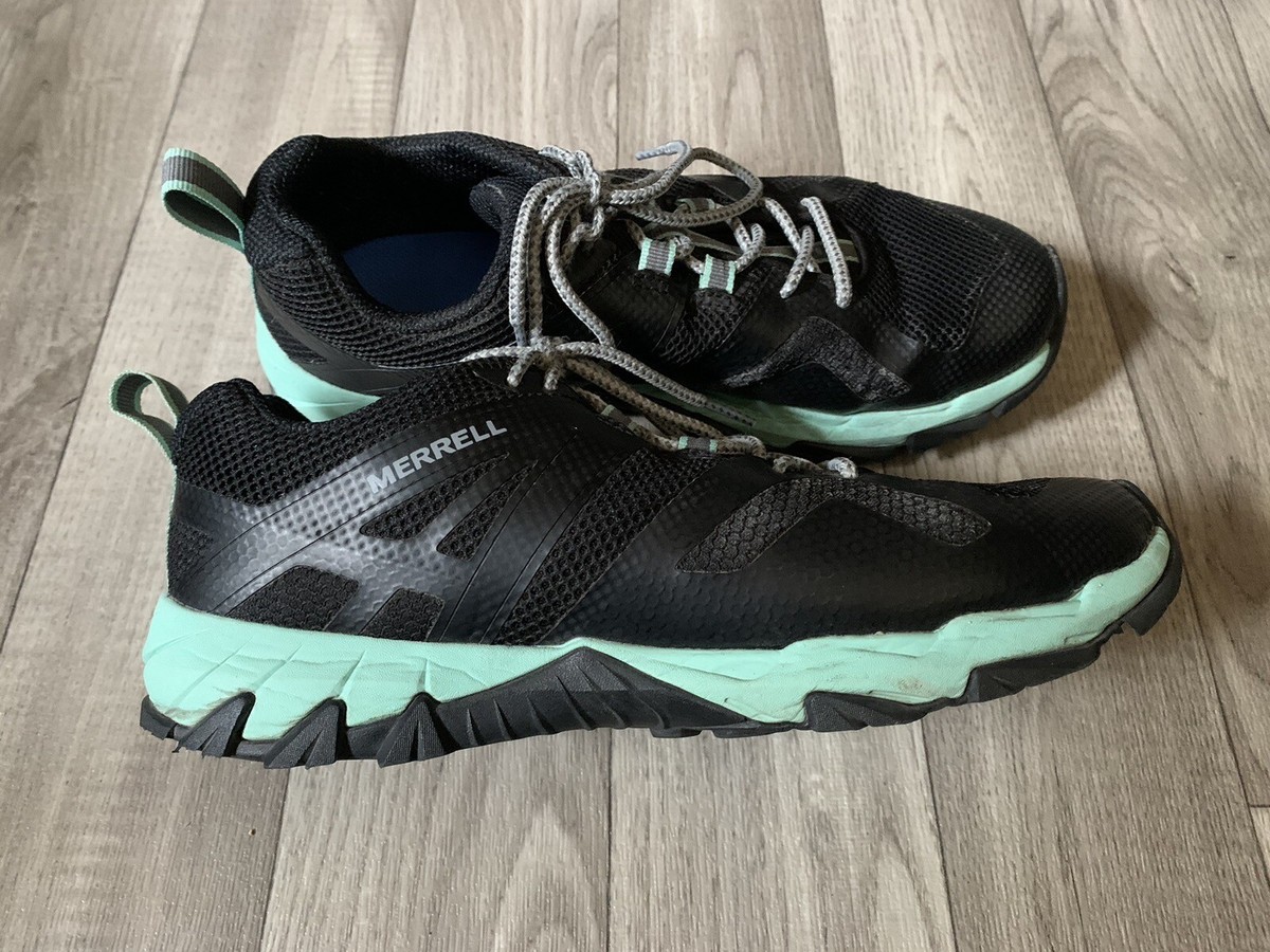 Merrell Meru Running Shoes Womens Size Black Ocean Blue Lace