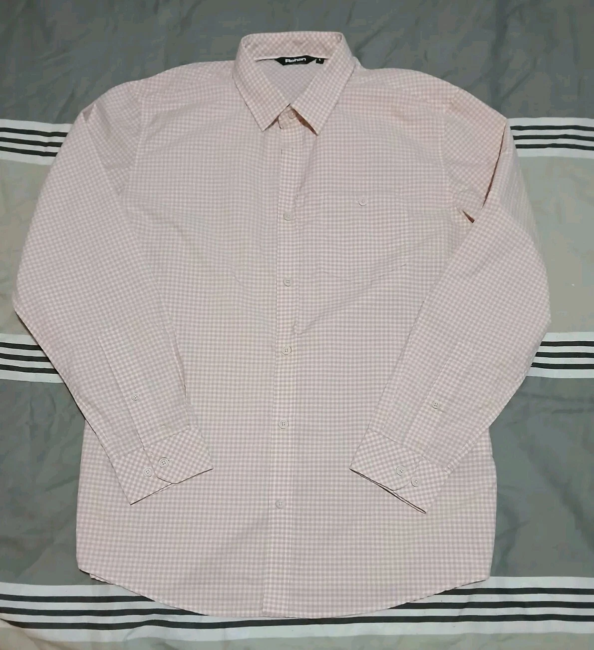 Mens Large Rohan Newtown Shirt Hiking Walking UVA Protection Long Sleeve Check