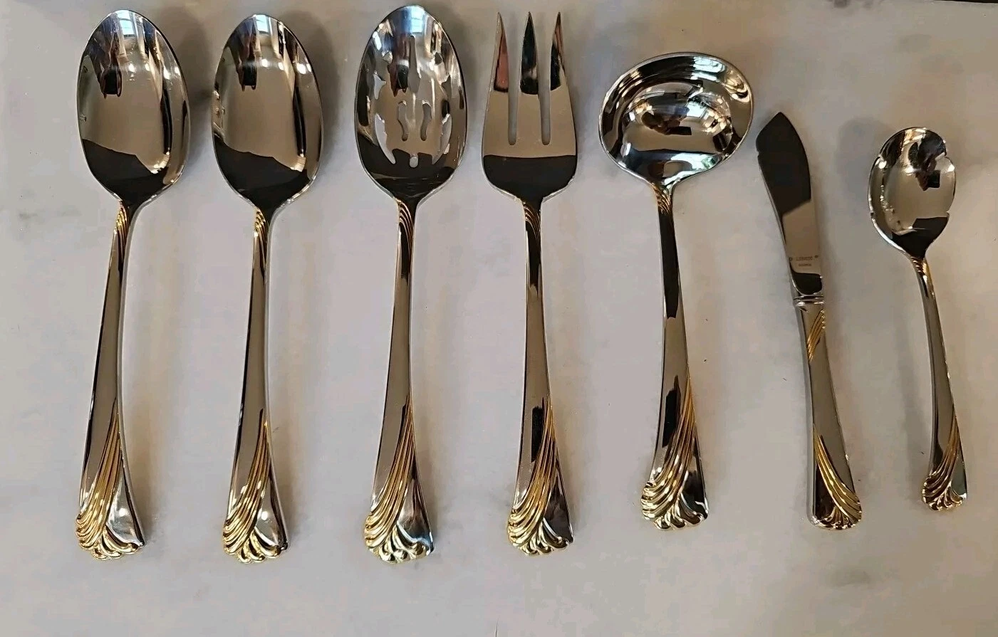 Lenox Kelly Gold Accent 7 SERVING PIECES Stainless