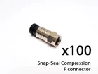 F Compression Connector snap-seal waterproof satellite cable RG6 WF100 CT  x100