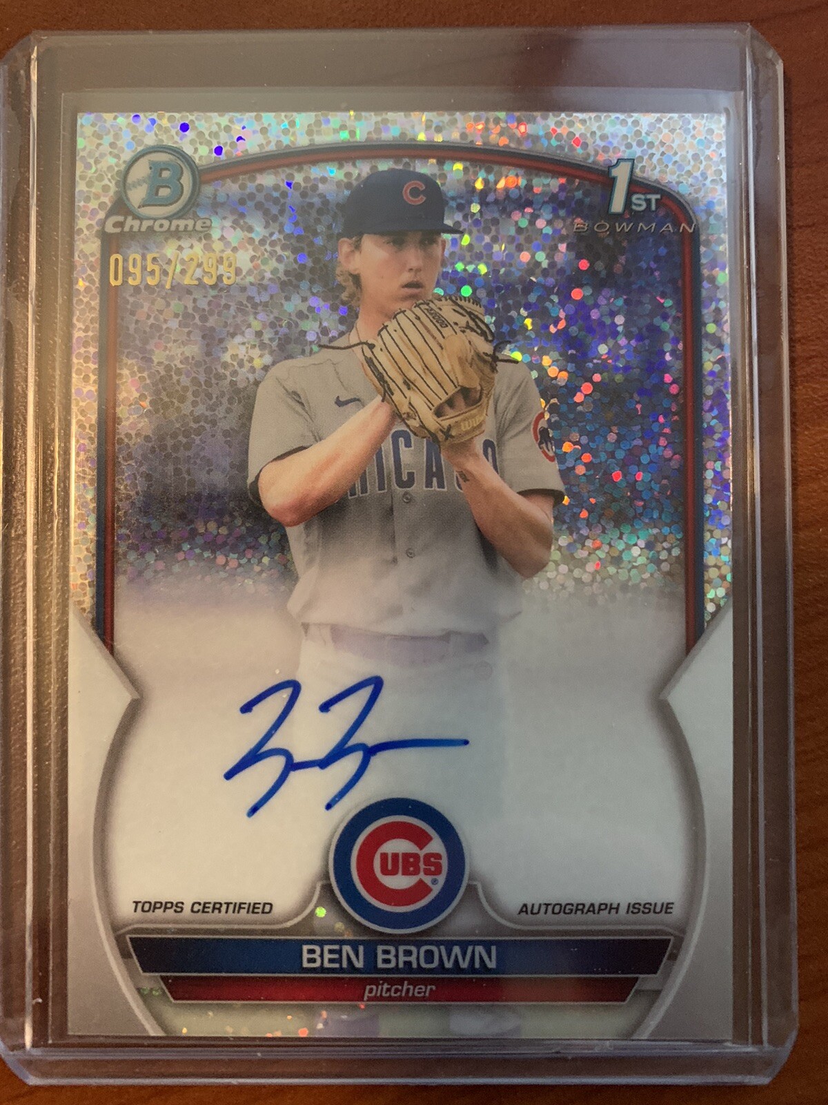 2023 Bowman Chrome Ben Brown #CPA-BBN 1st Bowman Sparkle Parallel Auto/299 Cubs