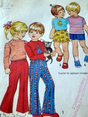 LOVELY VTG 1970s KIDS TOP PANTS Sewing Pattern