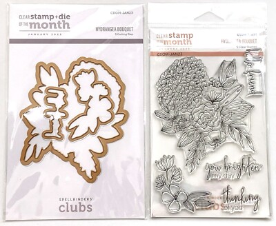 Spellbinders Clear Stamp + Die of the Month Set January 2023 - HYDRANGEA Flowers
