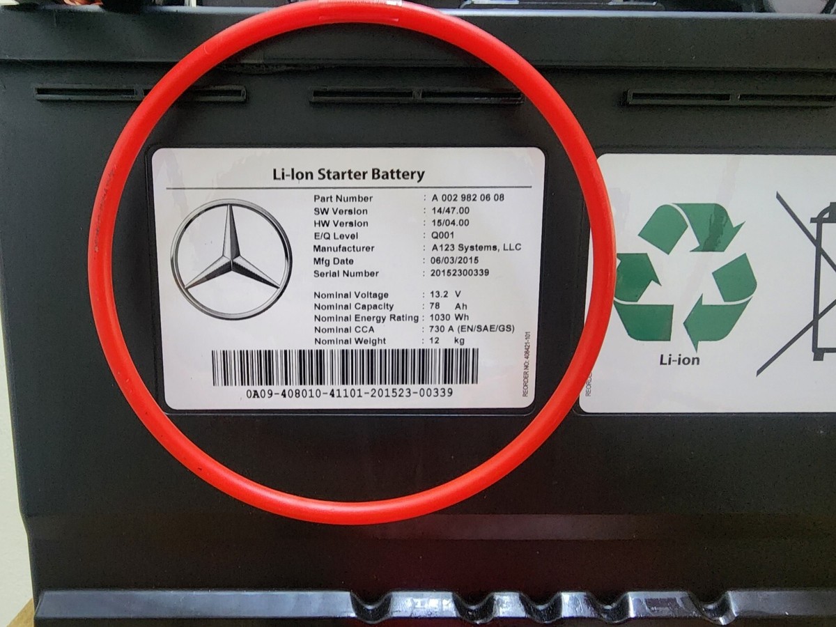 A0029820608=A0009727710 MBENZ AMG RECHARGED LIB 13.2V 78 Ah