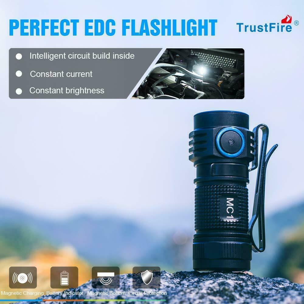 TrustFire MC1 1000 lúmenes Linterna LED EDC recargable de carga USB magnético