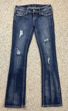ZCO Women's Distressed Skinny Slim Boot Blue Stretch Jeans  28x31 
