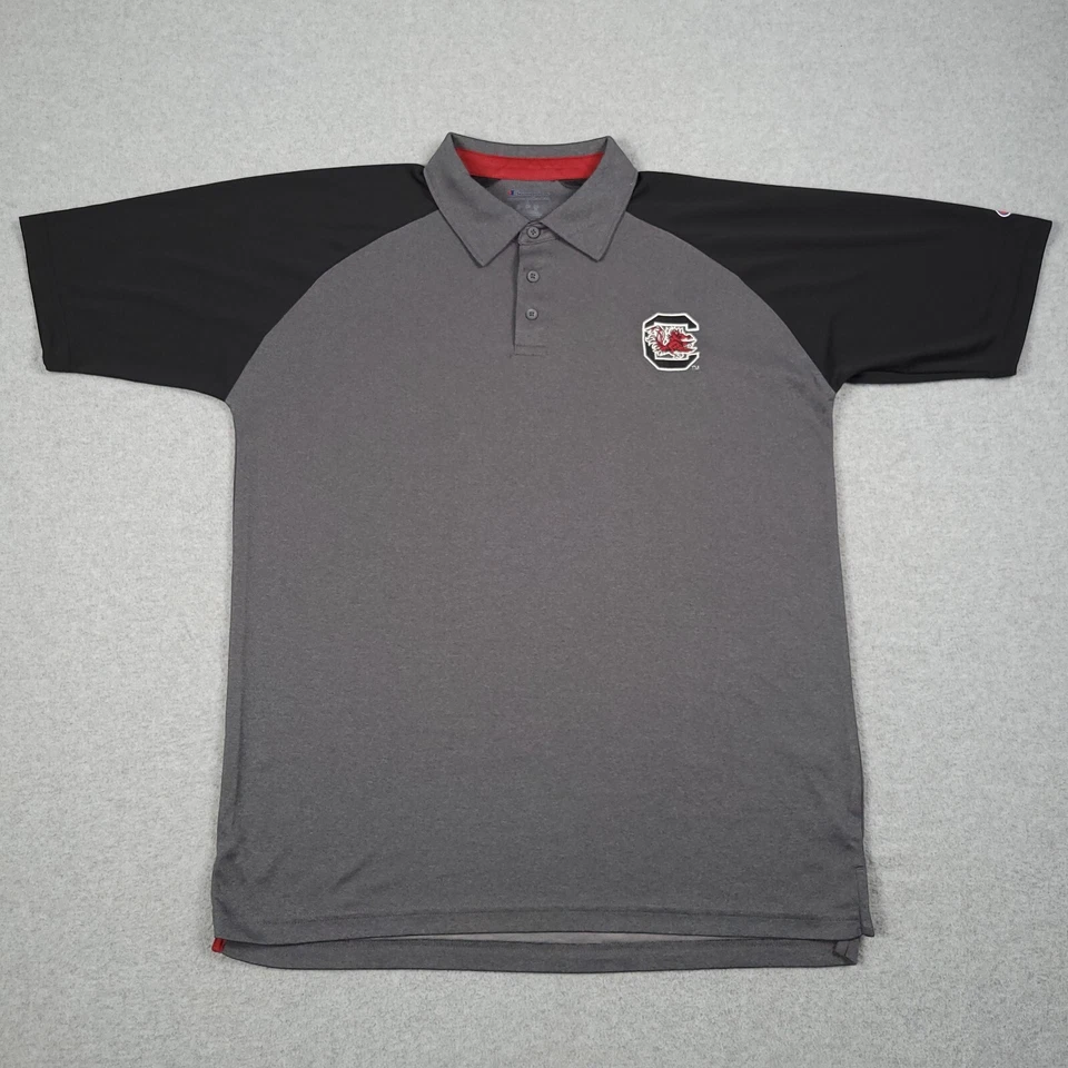 South Carolina Gamecocks Shirt Men Large Gray NCAA Logo Polo Performance Stretch - Image 2 of 4