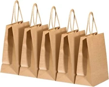 RACETOP Brown Kraft Paper Bags with Handles Bulk, 5.9"x3.2"x8.3" 100Pcs Paper.