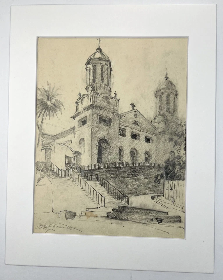 "James Kirk Merrick De Colección Dibujo Catedral de San Juan Antigua y Barbuda 11x14""" Foto 2 de 4