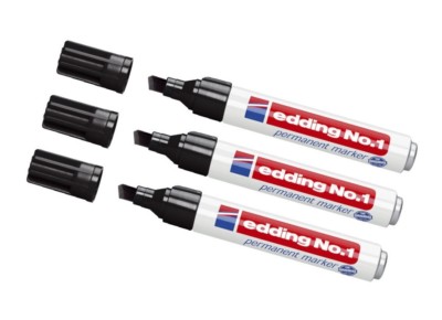 3 x Edding No.1 Permanentmarker Keilspitze 1-5 mm wasserfest nachfüllbar