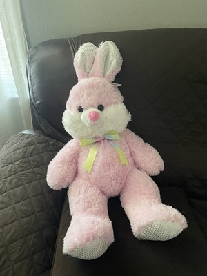 Goffa PInk White Bunny Rabbit Plush Floppy Pink Ears  Shaggy Stuffed Animal Toy