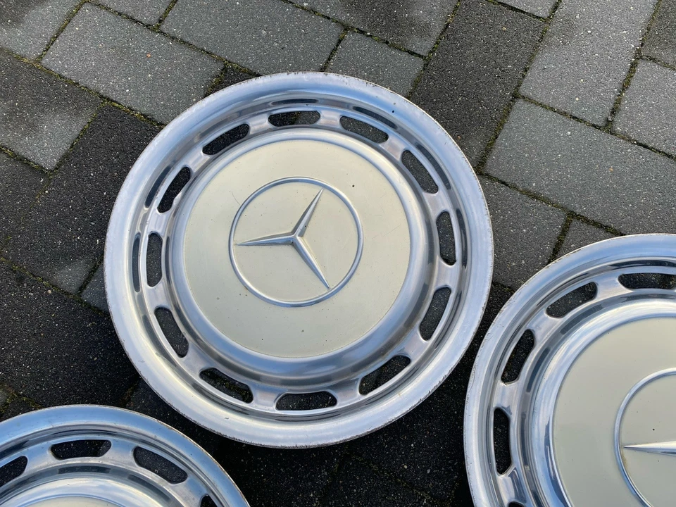 Mercedes W114 W115 W123 W116 W108 Chrom Rad Kappe Kappen 14 Zoll Weiß 050 - Bild 3 von 4