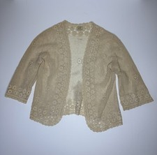 Vintage Tramo Switzerland Crochet Cardigan Vest Cream Lace Women  s Large