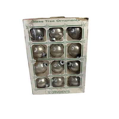 Vintage 50s Marathon Franke Silver Glass Christmas Tree Ornaments Silver