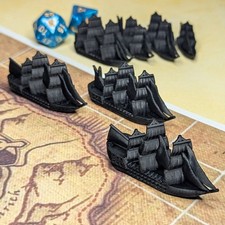 Black Pirate Borg Merchants  Marauders Ships Set of 7 Board Game Tokens
