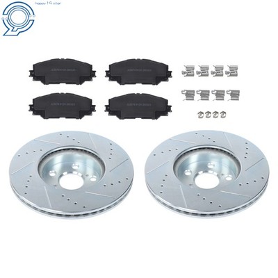 Front Drilled Rotor & Brake Pads for Toyota Corolla 09-19 Pontiac Vibe Scion xD