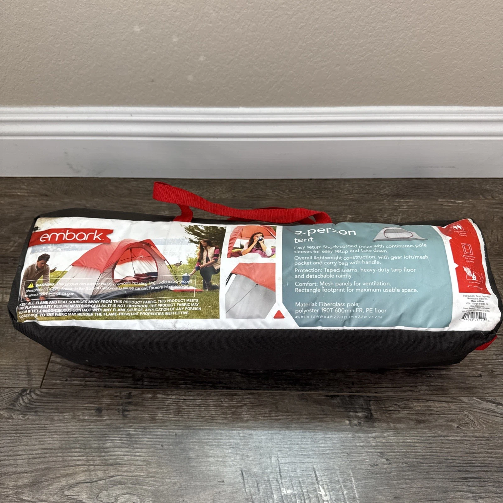 Embark 2-Person Hiker Backpacker Camping Tent Red Grey NEW 4x7x4 Lightweight