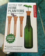 Kikkerland Terracotta Bottle Top Herb Planters Set of 2 Small Reusable Indoor