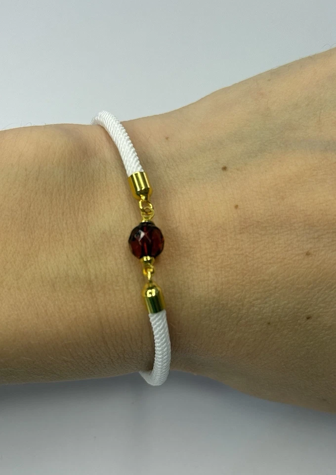 Natural Amber Stone Bracelet.Faceted Amber Beaded Bracelet ADJUSTABLE Length. - Image 1 of 4