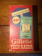Vintage Gillette Blue Blades Tech Safety Razo...
