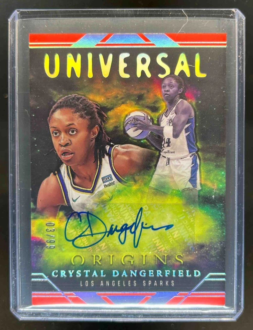 2024 Origins WNBA Crystal Dangerfield Universal Auto Red #3/99 Sparks