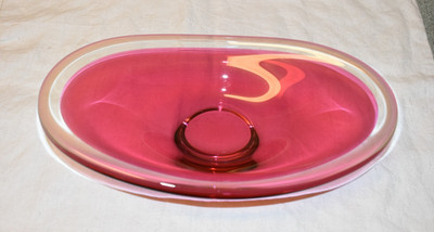 Große schwere Glas Schale oval dekorativ - Breite 31 cm - 1,6 kg
