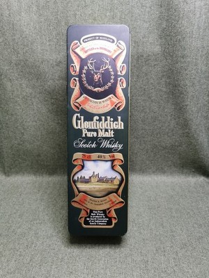 Glenfiddich aufklappbare Blechdose für Scotch Whiskey, von Barringer Wallis Manners, leer