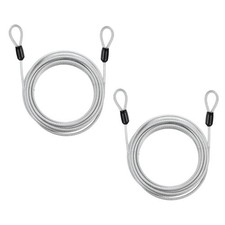 2pcs 3/16" Dia 11.5ft Security Cable Lock Vinyl Coated Steel with Loops Silver