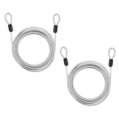 2pcs 3/16'' Dia 11.5ft Security Cable Lock Vinyl Coated Steel with Loops Silver