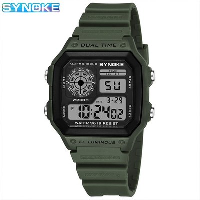 Unisex Digital Sports Watch LED Screen Large Face Military Waterproof Wristwatch