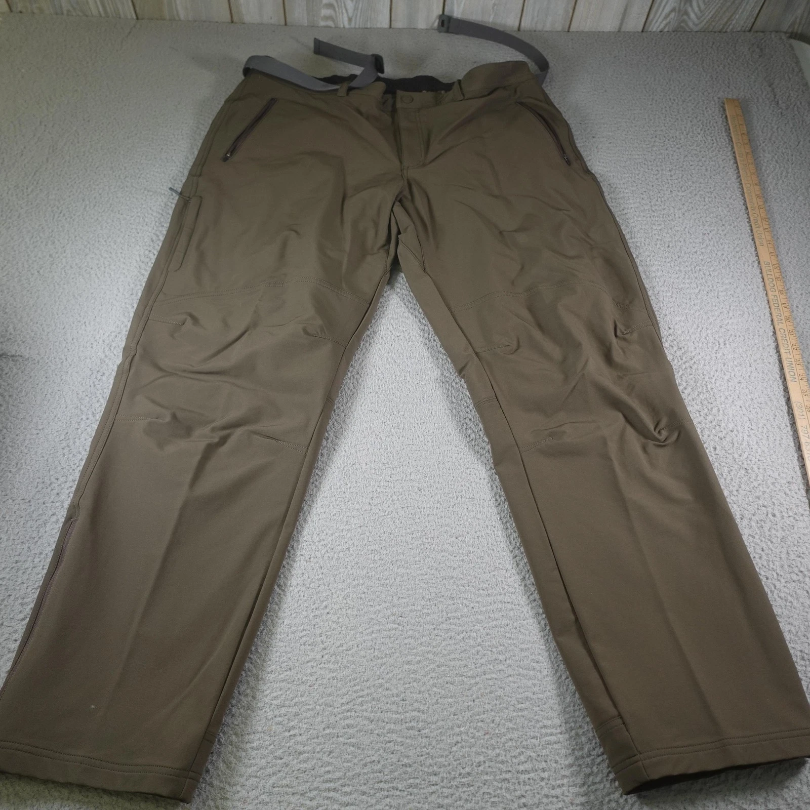LL Bean Snow Pants Mens 2XLT Brown Softshell Insulated Hiking Ski Winter Stretch