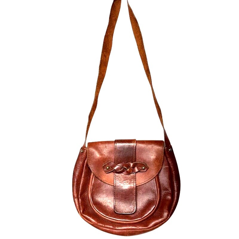 Leather Vintage Brown Saddle Bag Davey's Worcester MA Boho Indie Retro