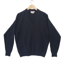Vintage 90s Mens XL Navy Blue V Neck Sweater Made in USA Grandpacore Preppy
