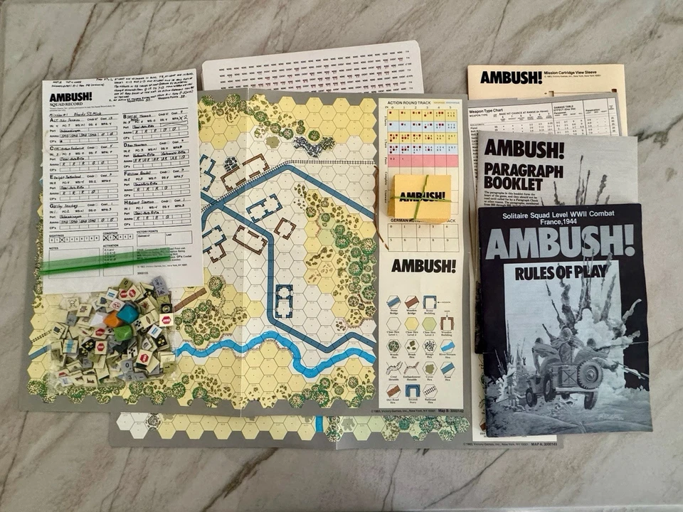 Vintage 1983 Victory Games AMBUSH! Solitaire Squad Level WWII Combat France 1944 - Image 4 of 4