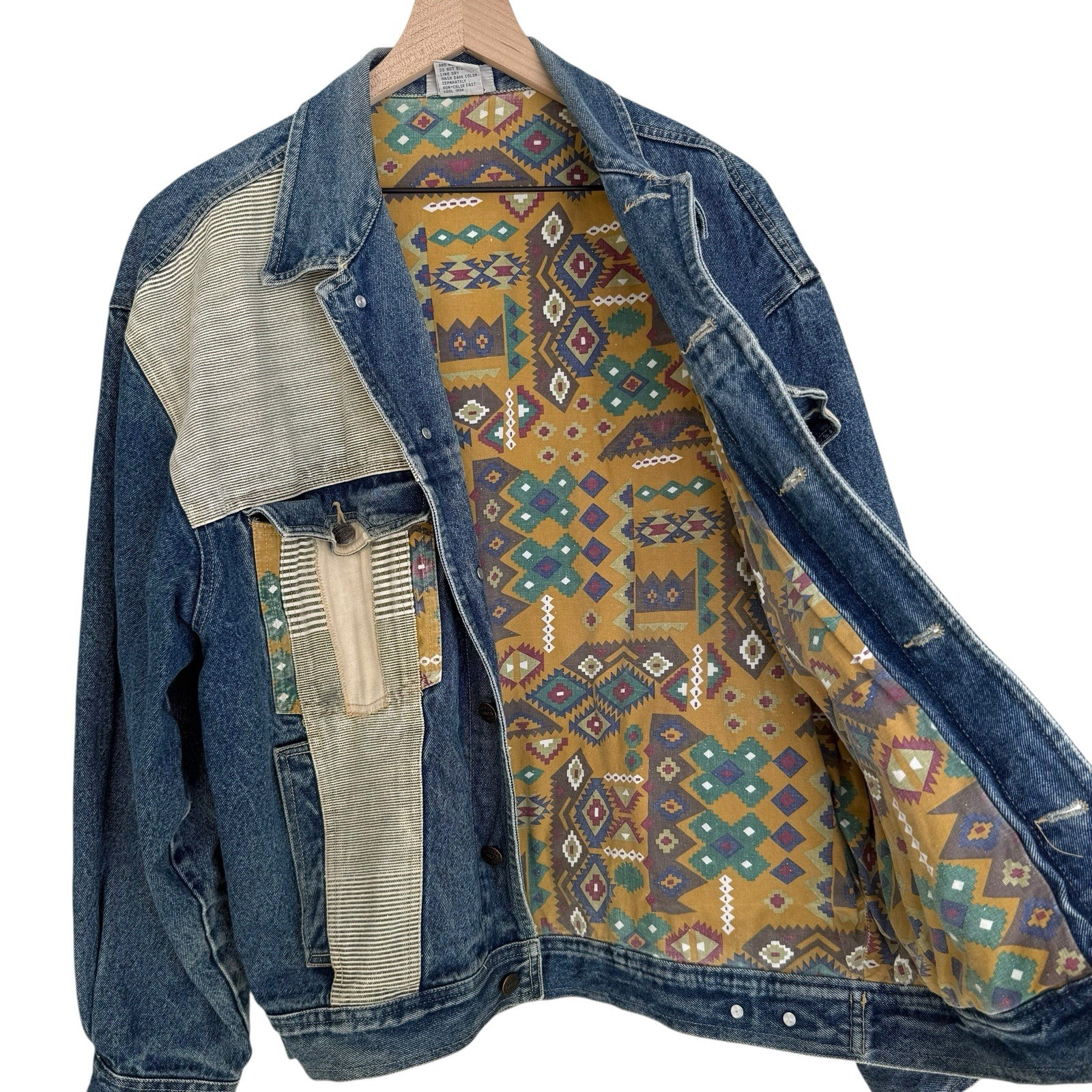 Vintage PACO Patchwork Denim Jacket Southwestern … - image 3
