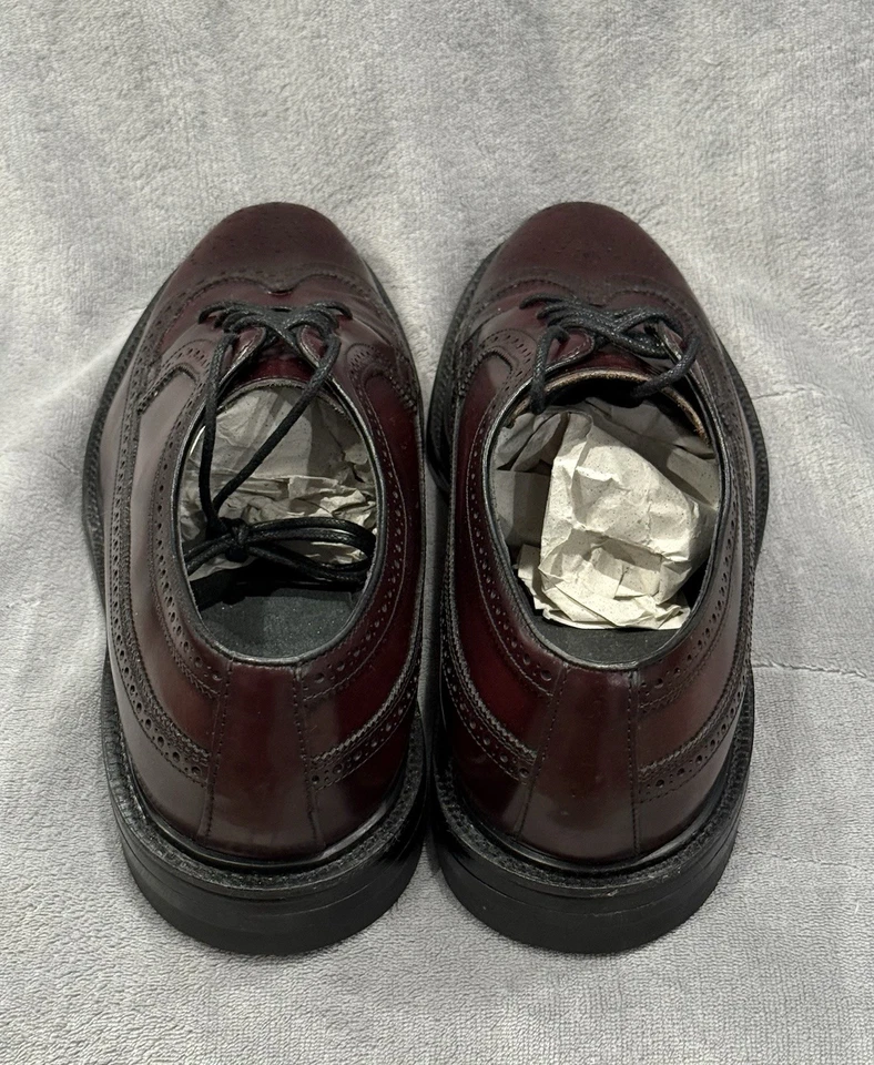 Vtg Stafford Wingtip Oxford Dress Shoes Burgundy Leather Classic Size 12 New - Image 4 of 4
