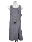 Tahari Women's Blue Sleeveless Linen Belted A-Line Dress - 8