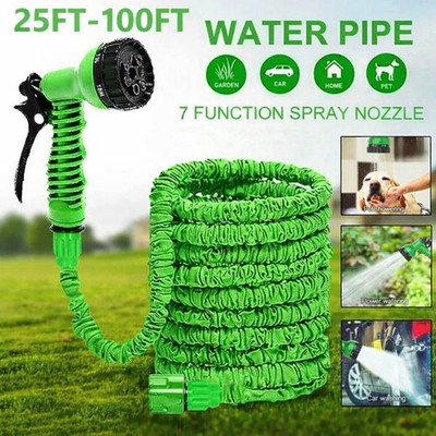 Expandable Garden Hose with 7 Spray Nozzle High Pressure Car Wash Hose Magic