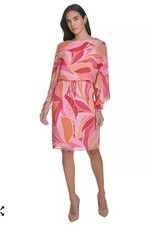 Jessica HowardWomen's Printed Chiffon 3/4-Sleeve Blouson Dress Size 22W