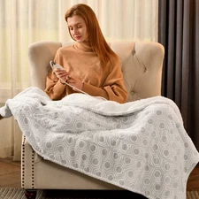 Electric Throw Blanket 50" x 60", Reversible Velvet & Sherpa Heated Throw, 6 ...