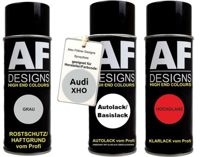 Spraydose Set für Audi XHO Mercury Silver Metallic Autolack Klarlack Grundierung