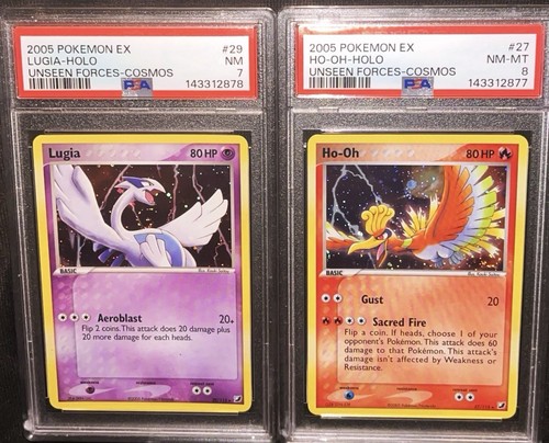 Pokemon EX Unseen Forces 2005 Lugia #29 PSA 7 Ho-Oh #27 PSA 8 Holo EN