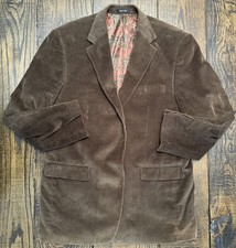 Lauren Ralph Lauren Corduroy Blazer Mens 44L Brown Paisley Lined Sport Read Desc