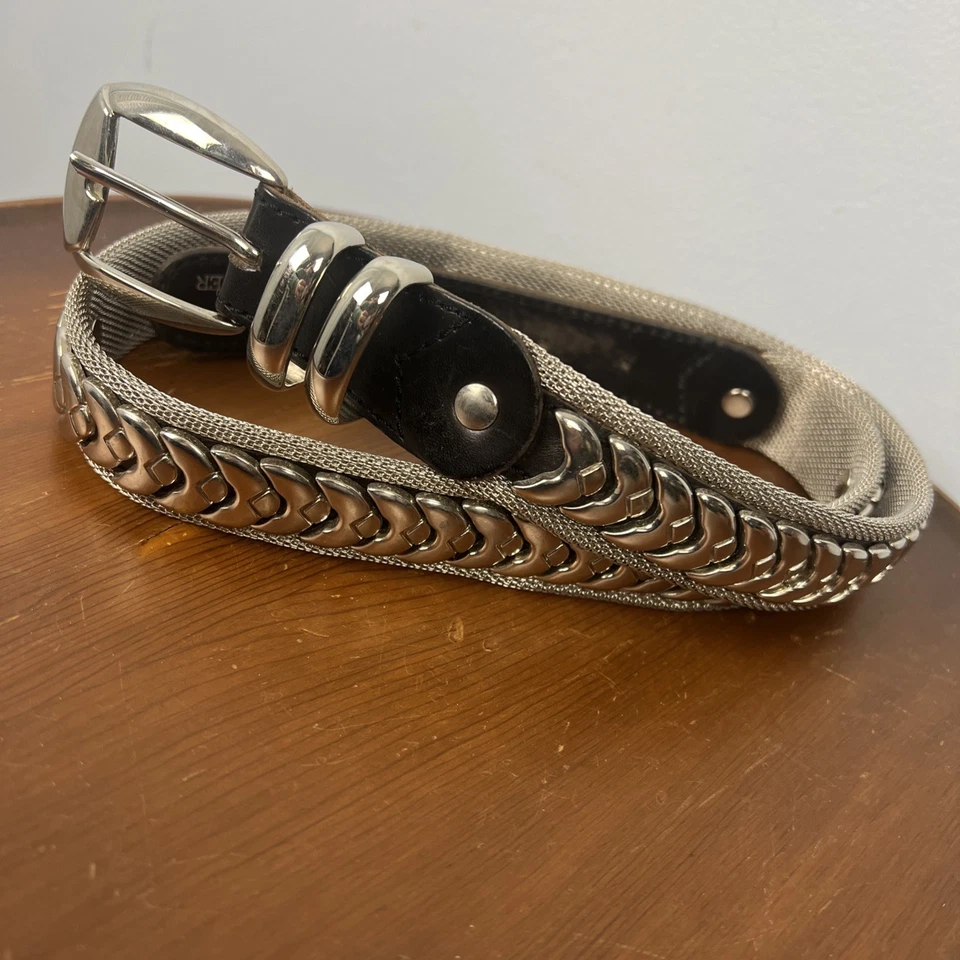 Cinturón y hebilla vintage de acero inoxidable y cuero de metal pesado punk gótico Foto 2 de 4