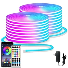 100ft LED neon Lights with Remote APP Control IP65 Waterproof Flexible Neon L...