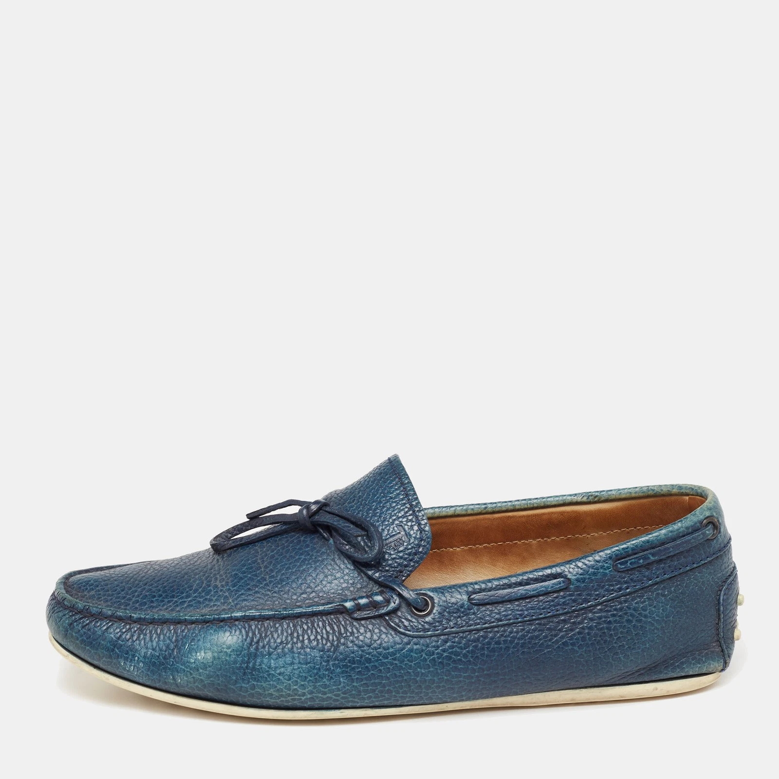 TOD’S Mocassini slip on blu in pelle con fiocco taglia 42 5