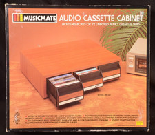 Music Mate 3 Drawer 45 Audio Cassette Tape Storage Holder Case Faux Wood NEW