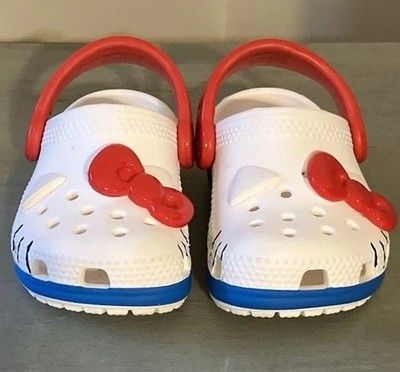 CROCS x HELLO KITTY Size 5 C Classic Clogs 50th Anniversary 2024 Toddler EEUC